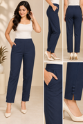 Women’s Navy Blue Ankle-Length Trousers