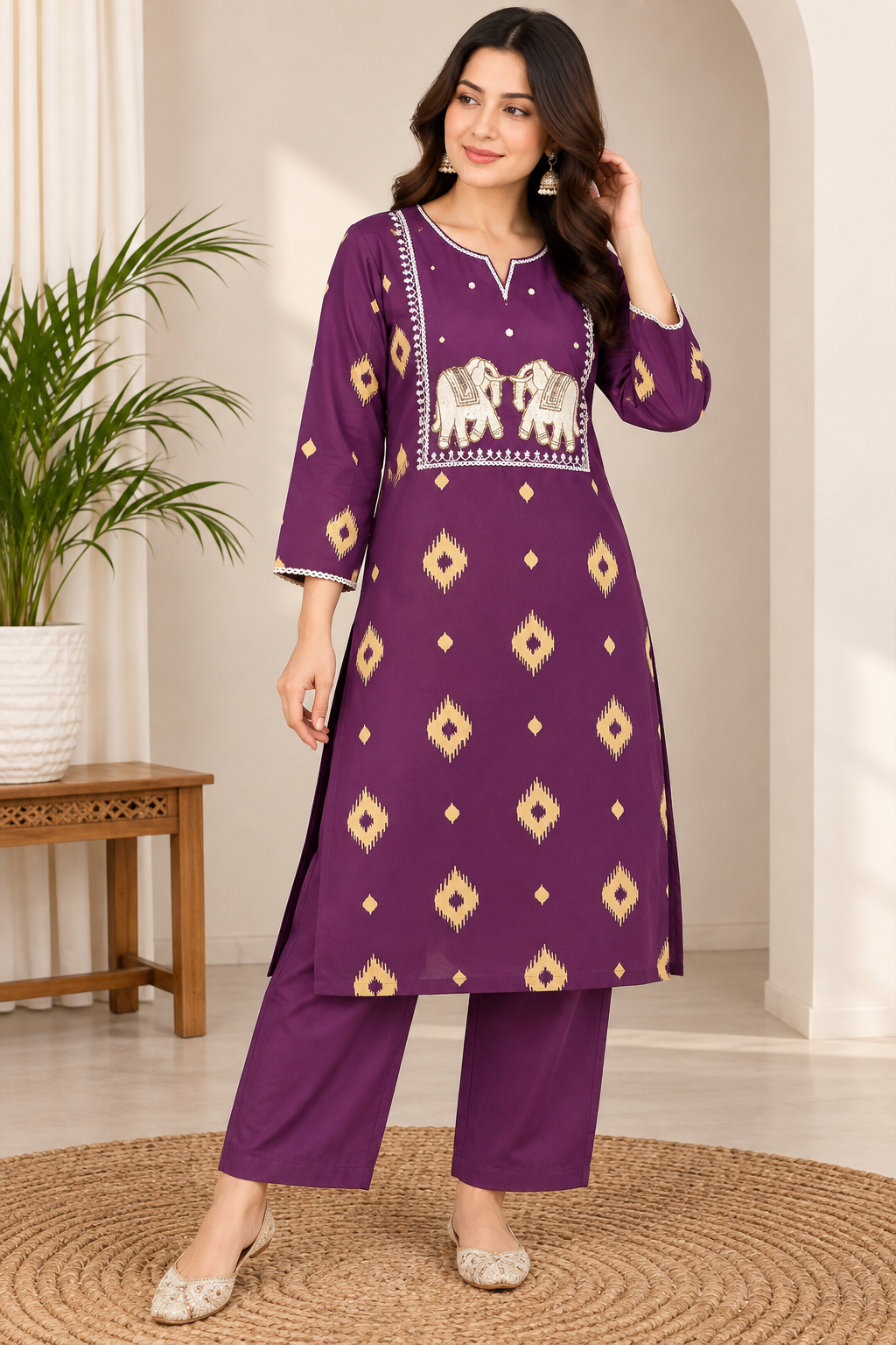 Elegant purple kurta palazzo set