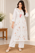 Elegant white embroidered kurta palazzo