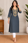 Grey Embroidered Kurti