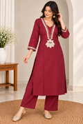 Elegant maroon kurta palazzo set