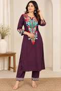 Elegant deep plum purple kurta palazzo set