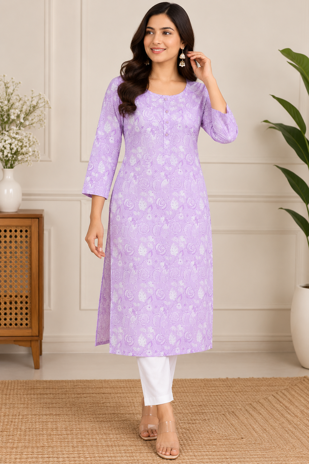 Lavender Printed Kurti